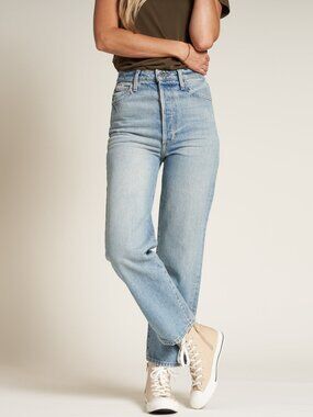 Rowan Hayden High Rise Straight Leg Jeans Light Wash Button Fly 27